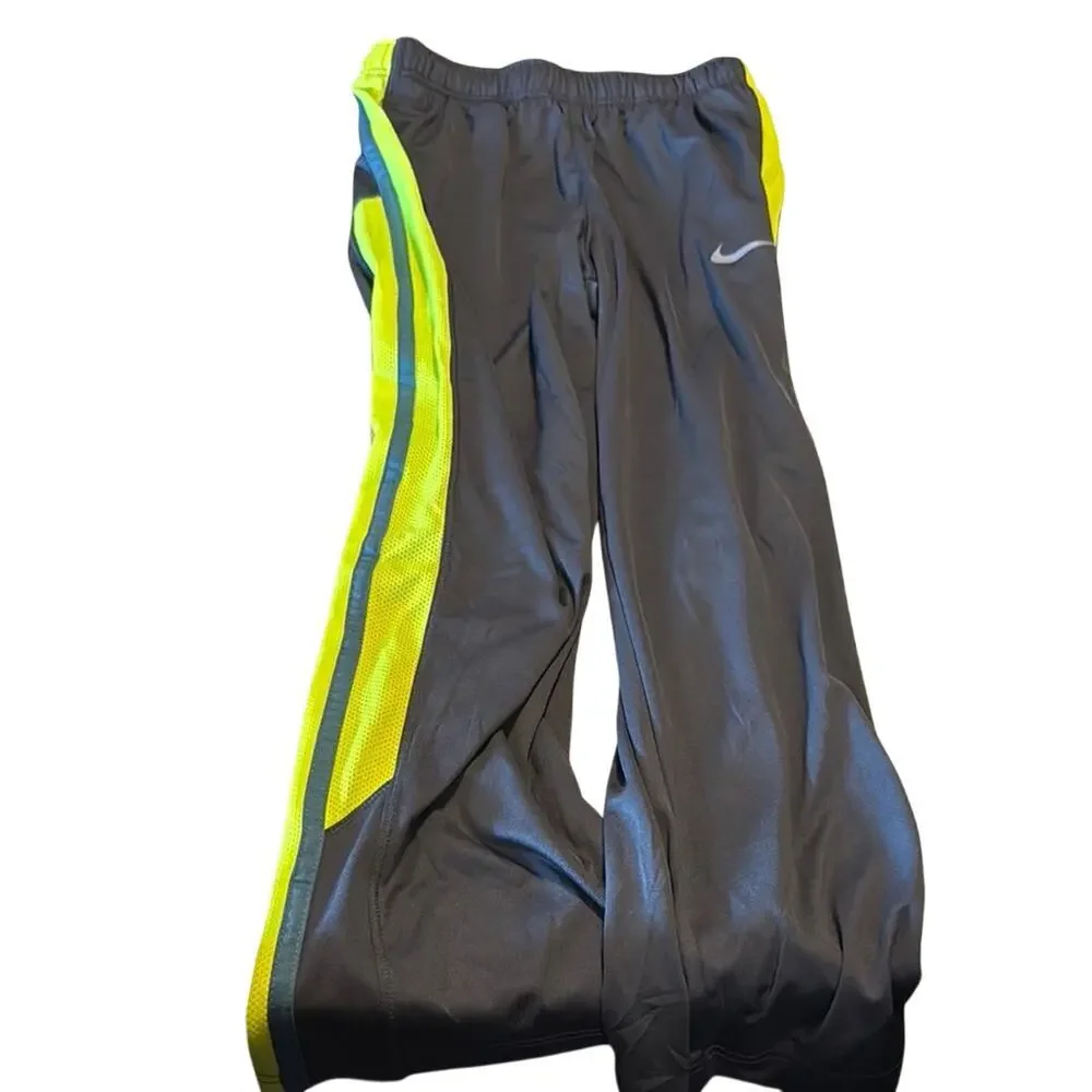 Nike Charcoal Pants with Bright Yellow Accents‎ Boys Size Small